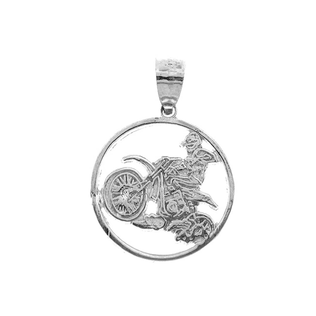 Sterling Silver Dirt Bike Pendant