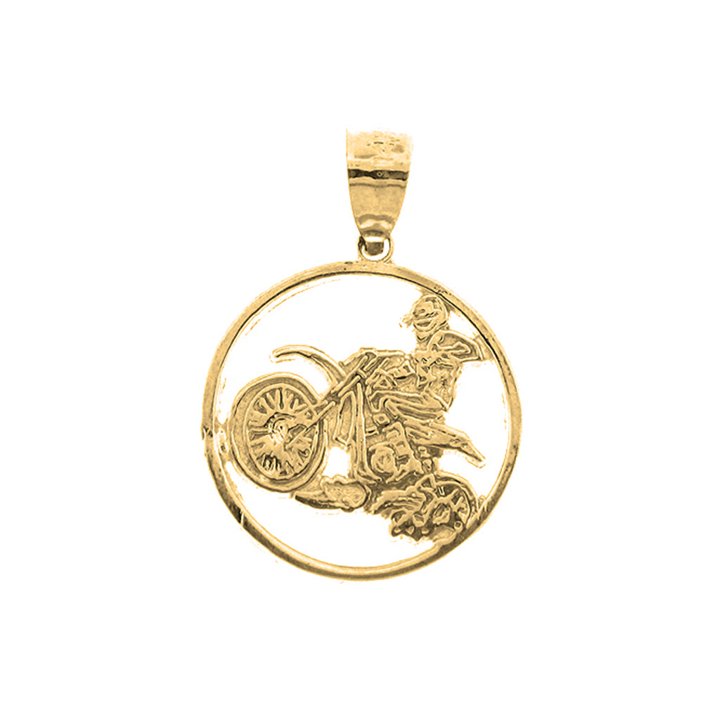 Yellow Gold-plated Silver Dirt Bike Pendant
