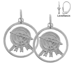 Sterling Silver 20mm Archery Earrings (White or Yellow Gold Plated)