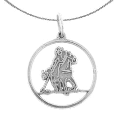 Sterling Silver Polo Pendant (Rhodium or Yellow Gold-plated)