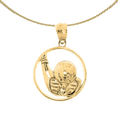 Sterling Silver Bowling Ball And Pins Pendant (Rhodium or Yellow Gold-plated)