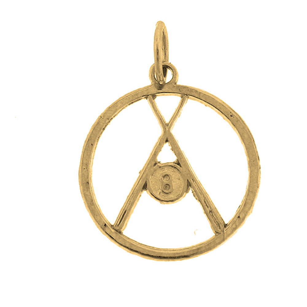 Yellow Gold-plated Silver Pool, 8 Ball And Sticks Pendant