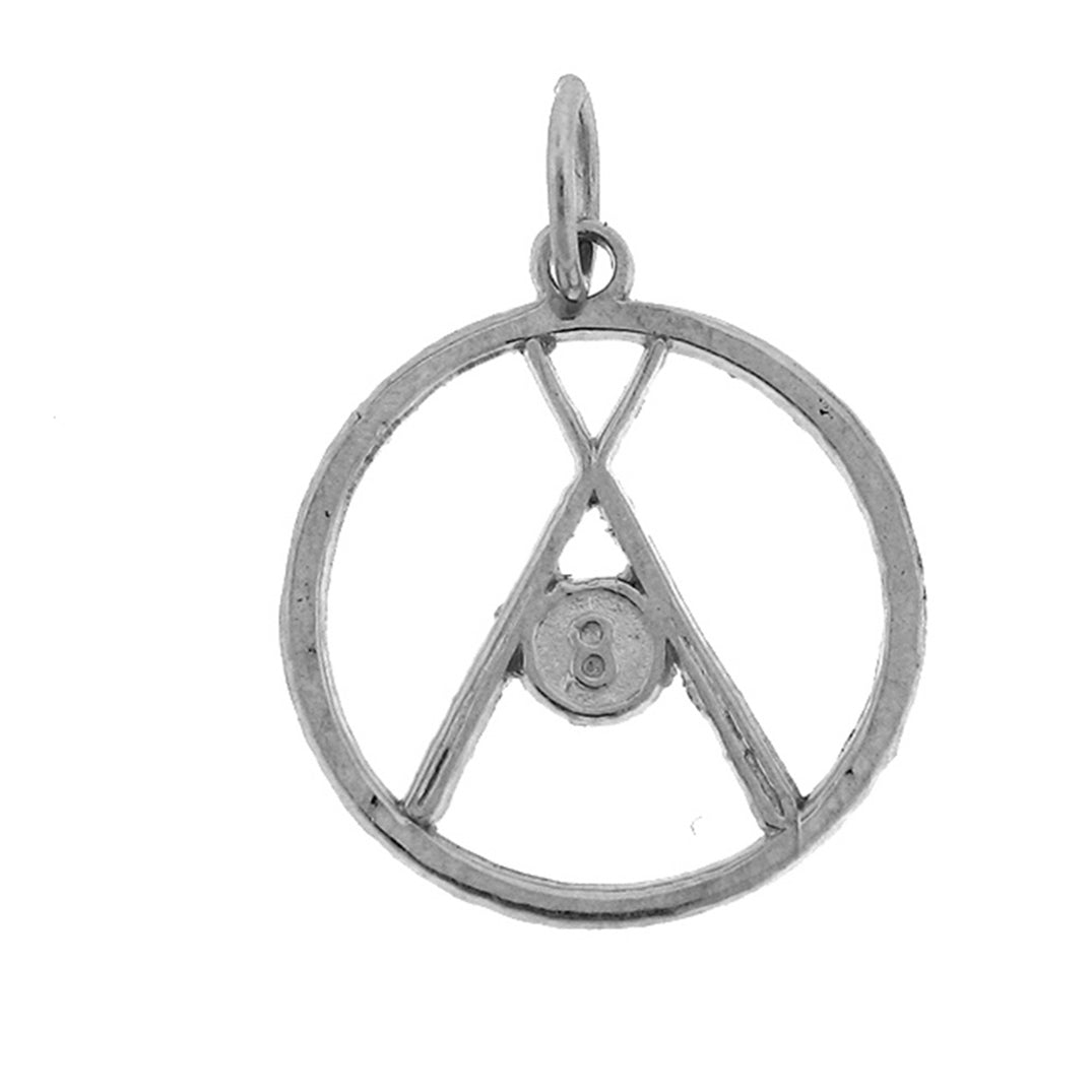Sterling Silver Pool, 8 Ball And Sticks Pendant