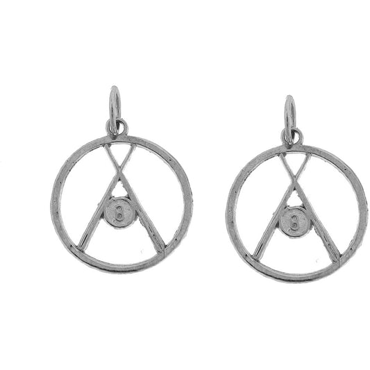 Sterling Silver 20mm Pool, 8 Ball And Sticks Earrings