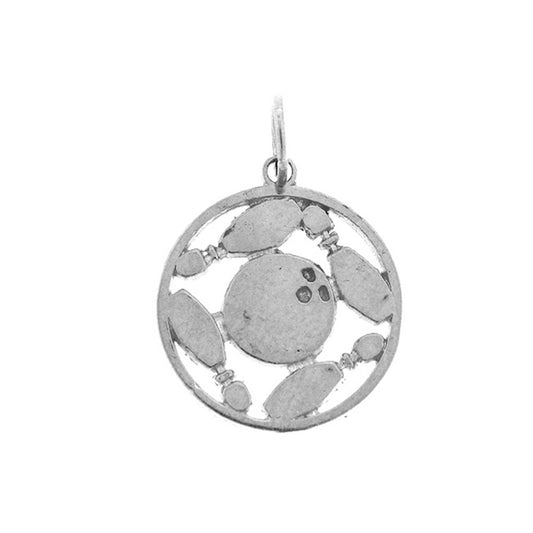 Sterling Silver Bowling Ball And Pins Pendant