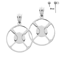 Sterling Silver 21mm Baseball With Bats Earrings (White or Yellow Gold Plated)