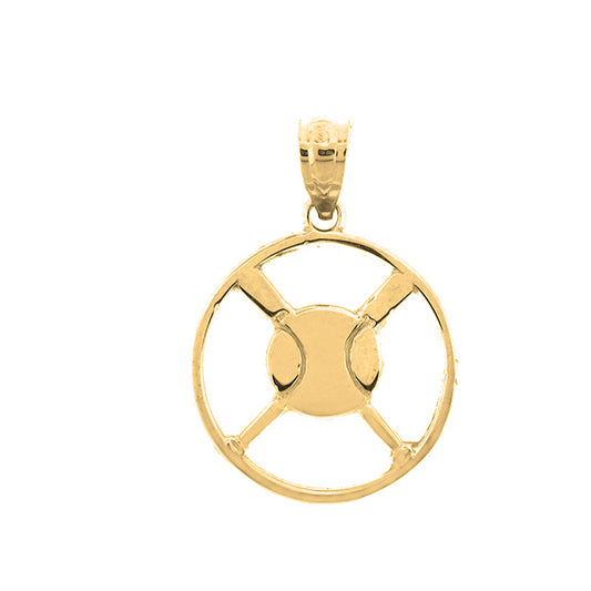 Yellow Gold-plated Silver Baseball With Bats Pendant
