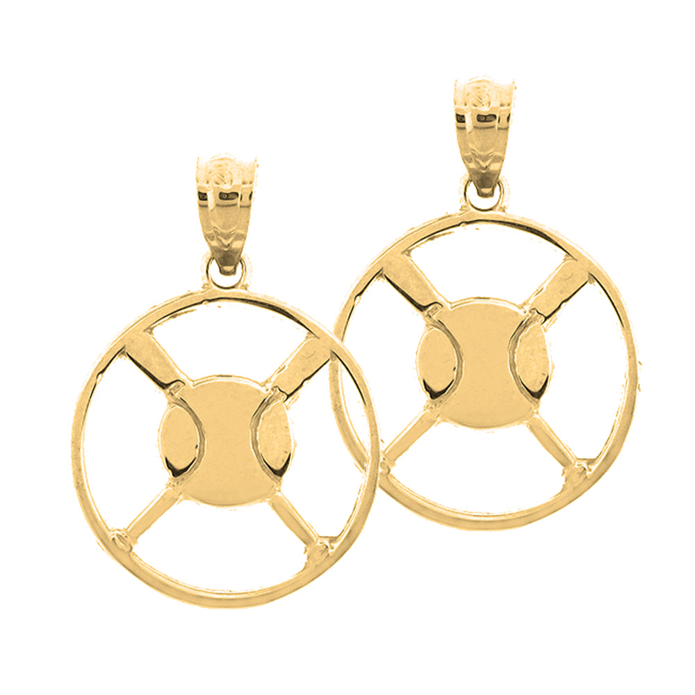 Yellow Gold-plated Silver 21mm Baseball With Bats Earrings