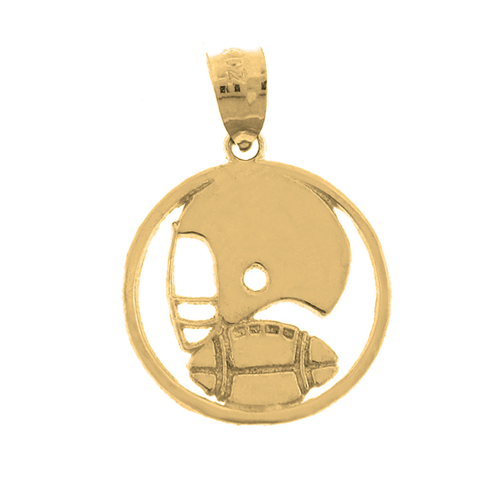 Yellow Gold-plated Silver Football Helmet And Ball Pendant