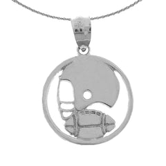 Sterling Silver Football Helmet And Ball Pendant (Rhodium or Yellow Gold-plated)
