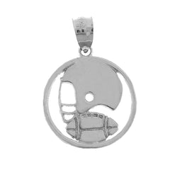 Sterling Silver Football Helmet And Ball Pendant