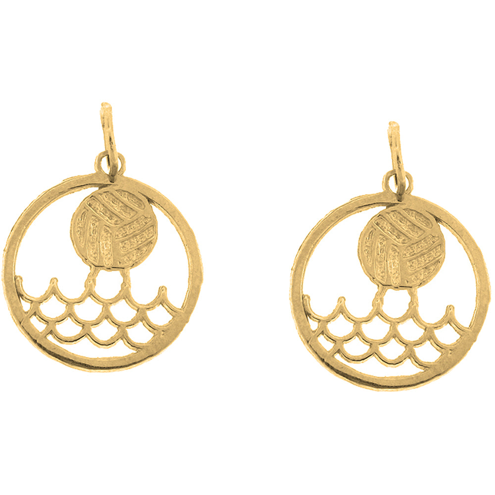 Yellow Gold-plated Silver 20mm Water Polo Earrings