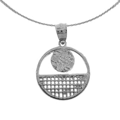 Sterling Silver Volleyball Pendant (Rhodium or Yellow Gold-plated)