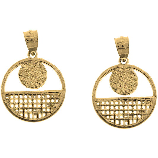 Yellow Gold-plated Silver 20mm Volleyball Earrings