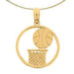 Sterling Silver Basketball Pendant (Rhodium or Yellow Gold-plated)