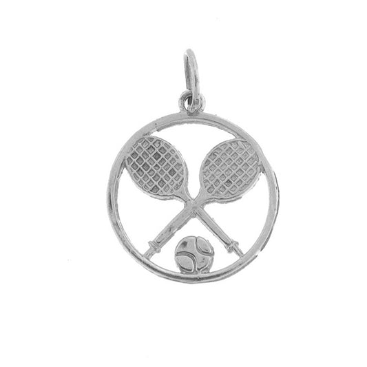 Sterling Silver Tennis Racket And Ball Pendant