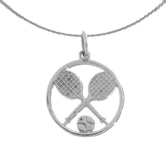Sterling Silver Tennis Racket And Ball Pendant (Rhodium or Yellow Gold-plated)