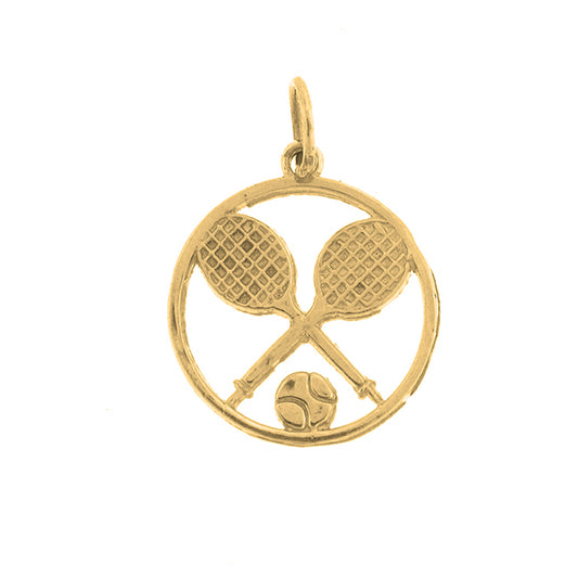Yellow Gold-plated Silver Tennis Racket And Ball Pendant