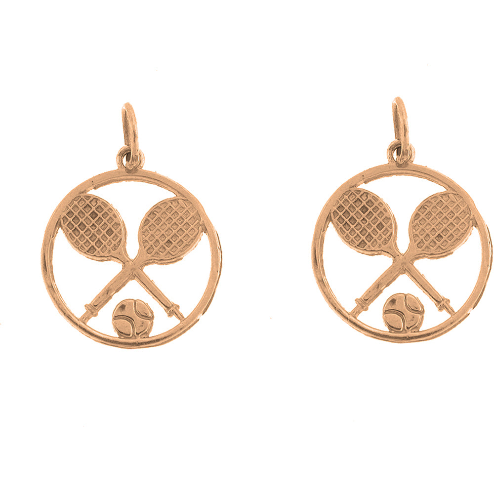 14K or 18K Gold 20mm Tennis Racket And Ball Earrings