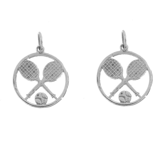 Sterling Silver 20mm Tennis Racket And Ball Earrings