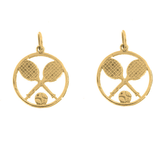 Yellow Gold-plated Silver 20mm Tennis Racket And Ball Earrings