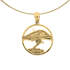 Sterling Silver Hand Gliding Pendant (Rhodium or Yellow Gold-plated)