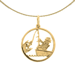 Sterling Silver Fisherman Pendant (Rhodium or Yellow Gold-plated)