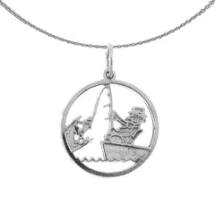 Sterling Silver Fisherman Pendant (Rhodium or Yellow Gold-plated)