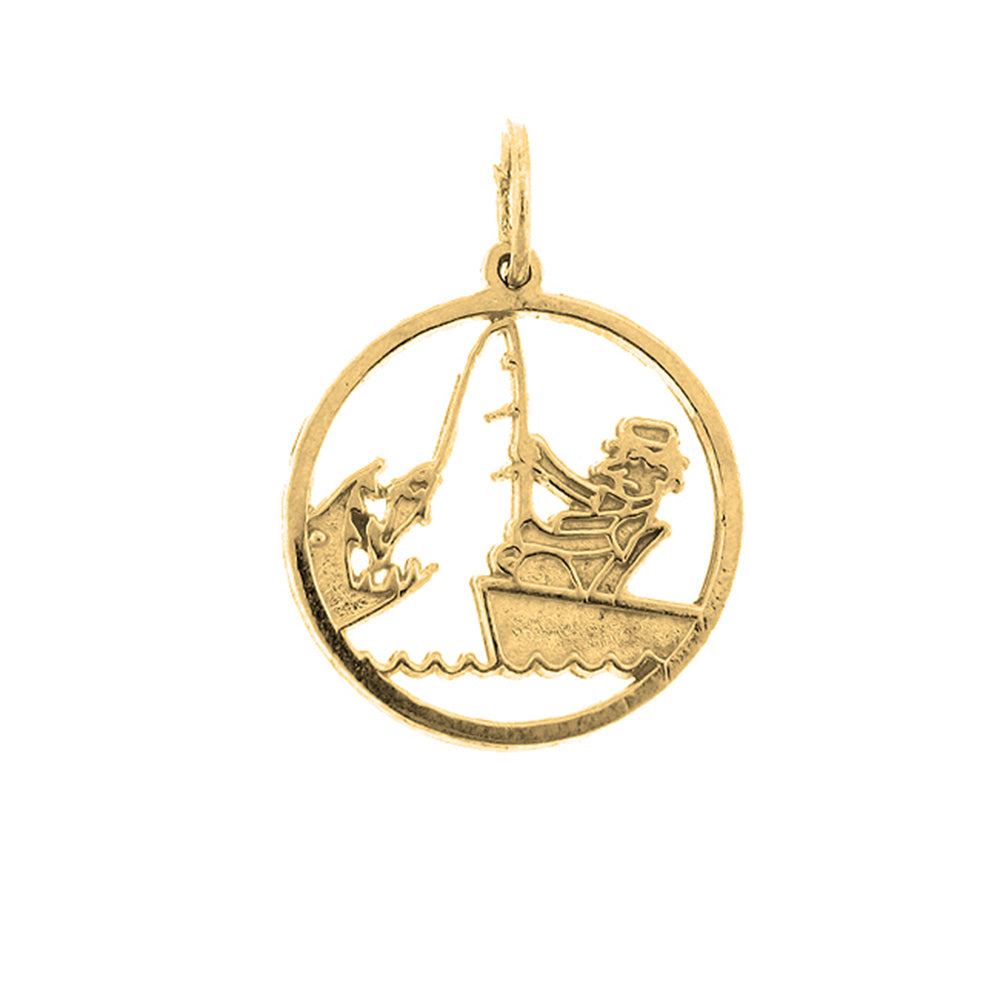 Yellow Gold-plated Silver Fisherman Pendant