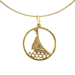Sterling Silver Sailing, Sailboat Pendant (Rhodium or Yellow Gold-plated)