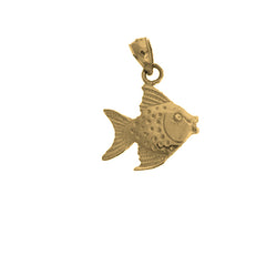 Yellow Gold-plated Silver Tropical Angelfish Pendant