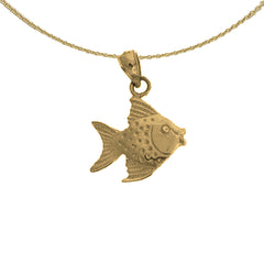 Sterling Silver Tropical Angelfish Pendant (Rhodium or Yellow Gold-plated)