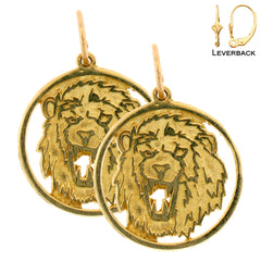 14K or 18K Gold 20mm Lion Earrings