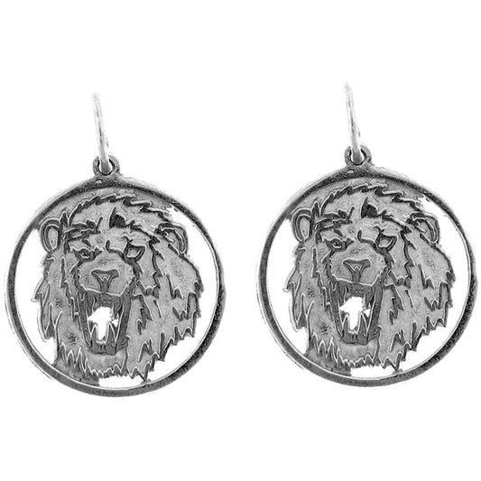 Sterling Silver 20mm Lion Earrings
