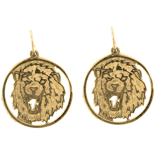 Yellow Gold-plated Silver 20mm Lion Earrings