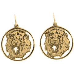 14K or 18K Gold 20mm Lion Earrings