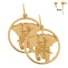 14K or 18K Gold 20mm Elephant Earrings