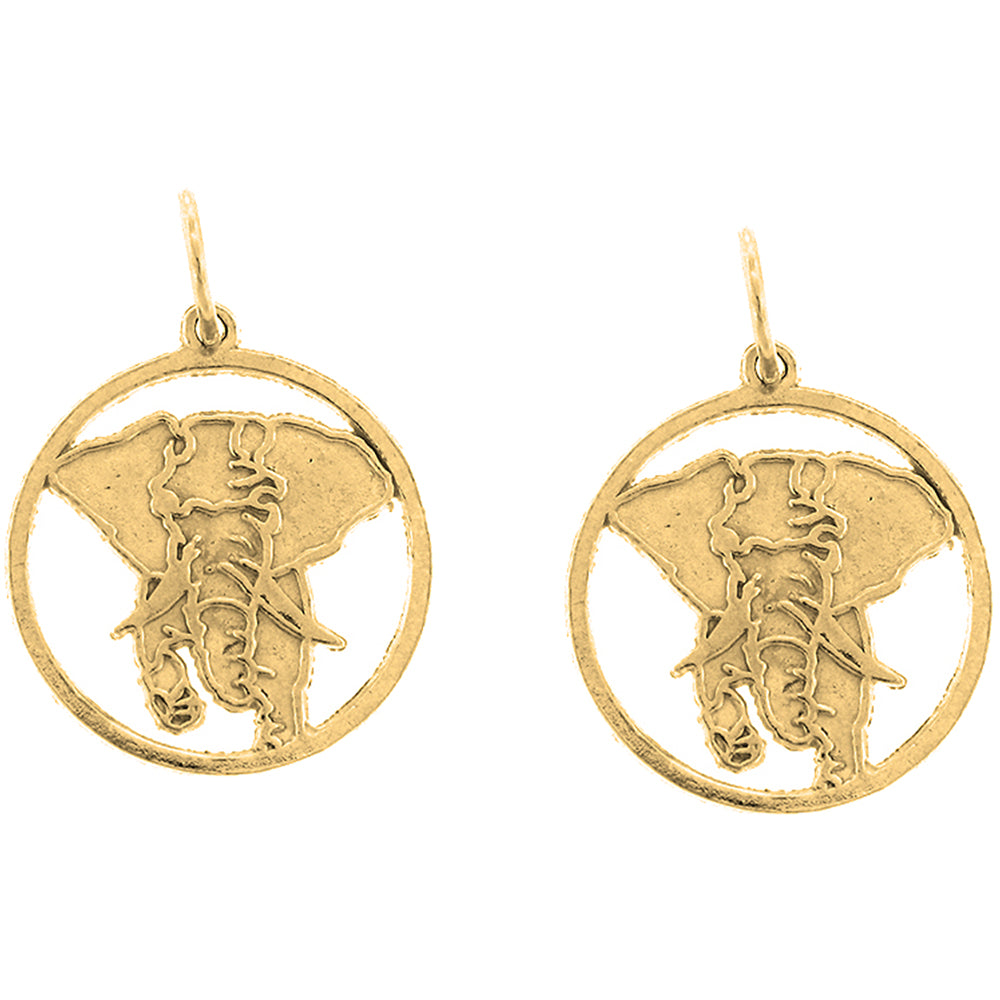 14K or 18K Gold 20mm Elephant Earrings