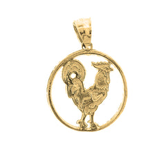 Yellow Gold-plated Silver Rooster Pendant