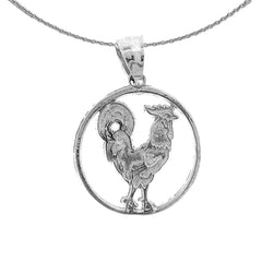 Sterling Silver Rooster Pendant (Rhodium or Yellow Gold-plated)