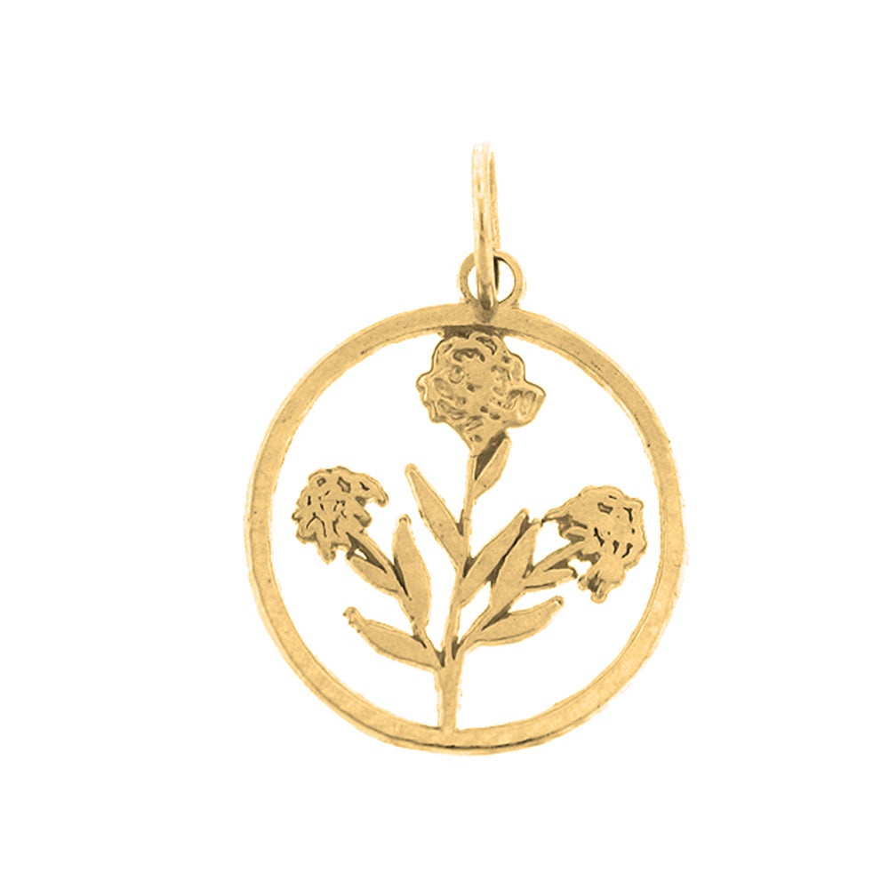 Yellow Gold-plated Silver Flower Pendant