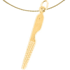 Sterling Silver Nail File Pendant (Rhodium or Yellow Gold-plated)