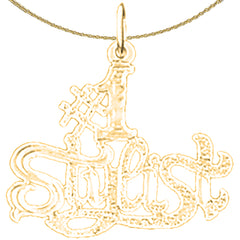 Sterling Silver #1 Stylist Pendant (Rhodium or Yellow Gold-plated)