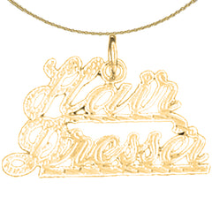 Sterling Silver Hair Dresser Pendant (Rhodium or Yellow Gold-plated)