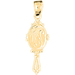 Yellow Gold-plated Silver 3D Vanity Mirror Pendant
