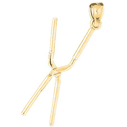 Yellow Gold-plated Silver 3D Moveable, Hair Striaghtener Pendant