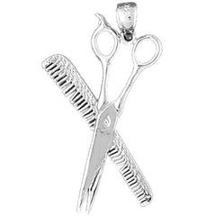 Sterling Silver Scissors And Comb Pendant