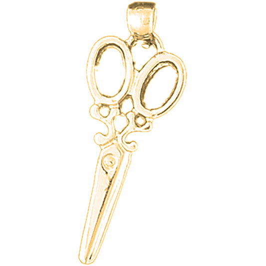 Yellow Gold-plated Silver Scissors Pendant