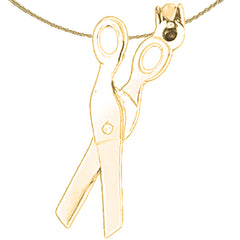 Sterling Silver Scissors Pendant (Rhodium or Yellow Gold-plated)