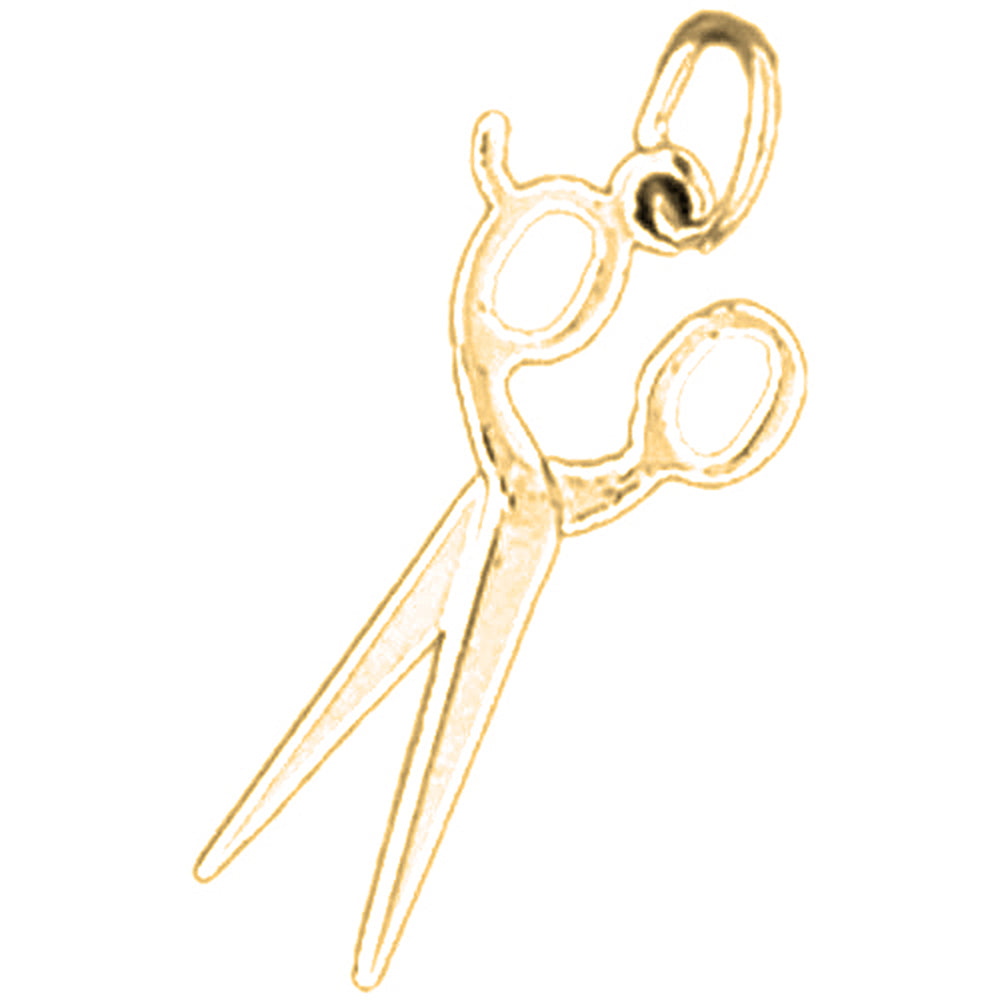 Yellow Gold-plated Silver Scissors Pendant
